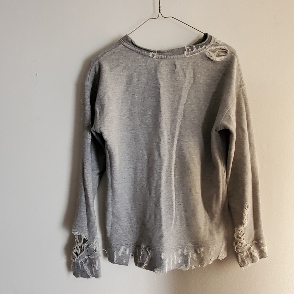 MOTHER Grey Distressed Sweatshirt - Picture 6 of 16